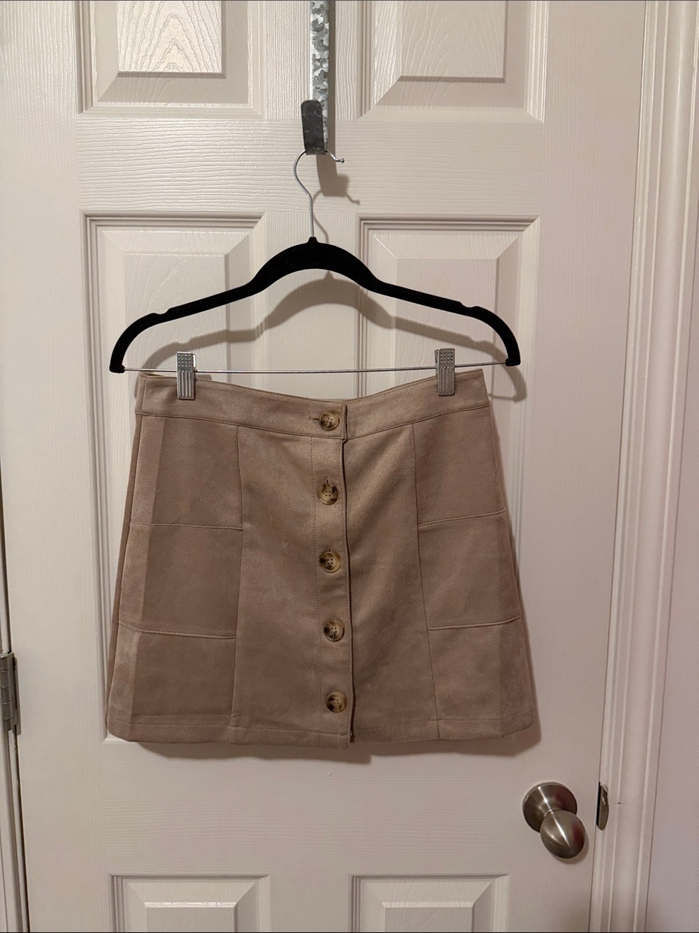 Altar'd State Tan Button-Front Mini Skirt